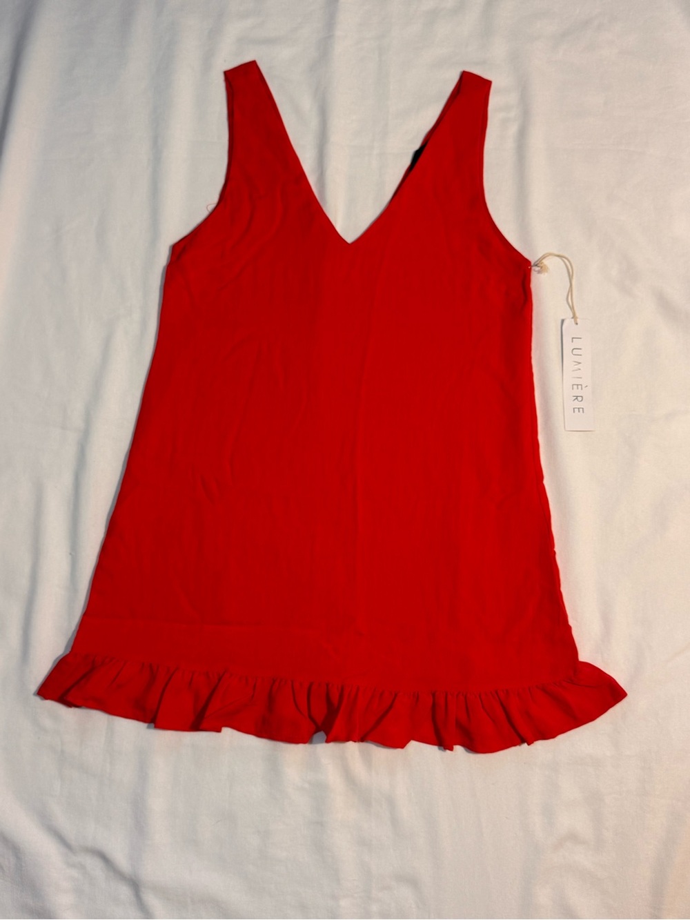 Lumiere Bright Red V-Neck Ruffle Hem dress - Picture 3 of 7